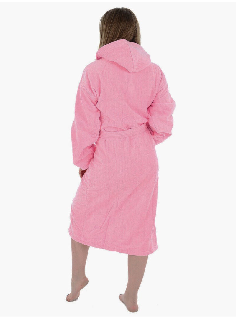 White Rose - Pink Color Terry Pattern Unisex Dressing Bathrobe Small size Hotel And Spa - Image 1