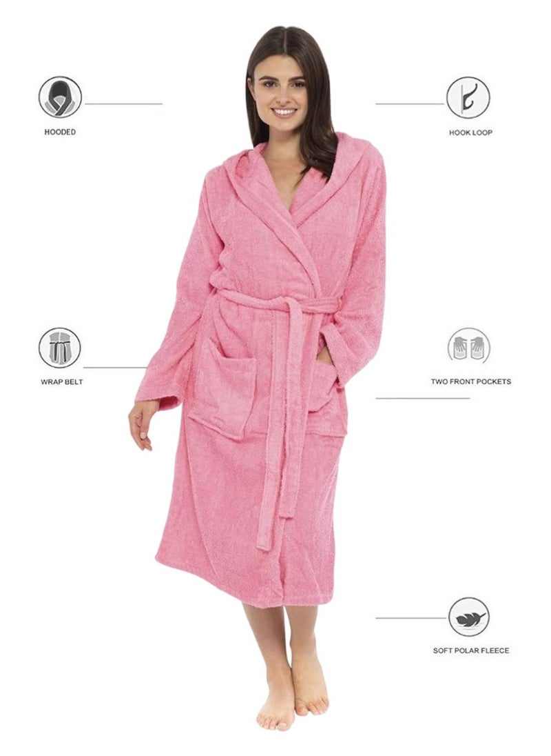 White Rose - Pink Color Terry Pattern Unisex Dressing Bathrobe Small size Hotel And Spa - Image 1