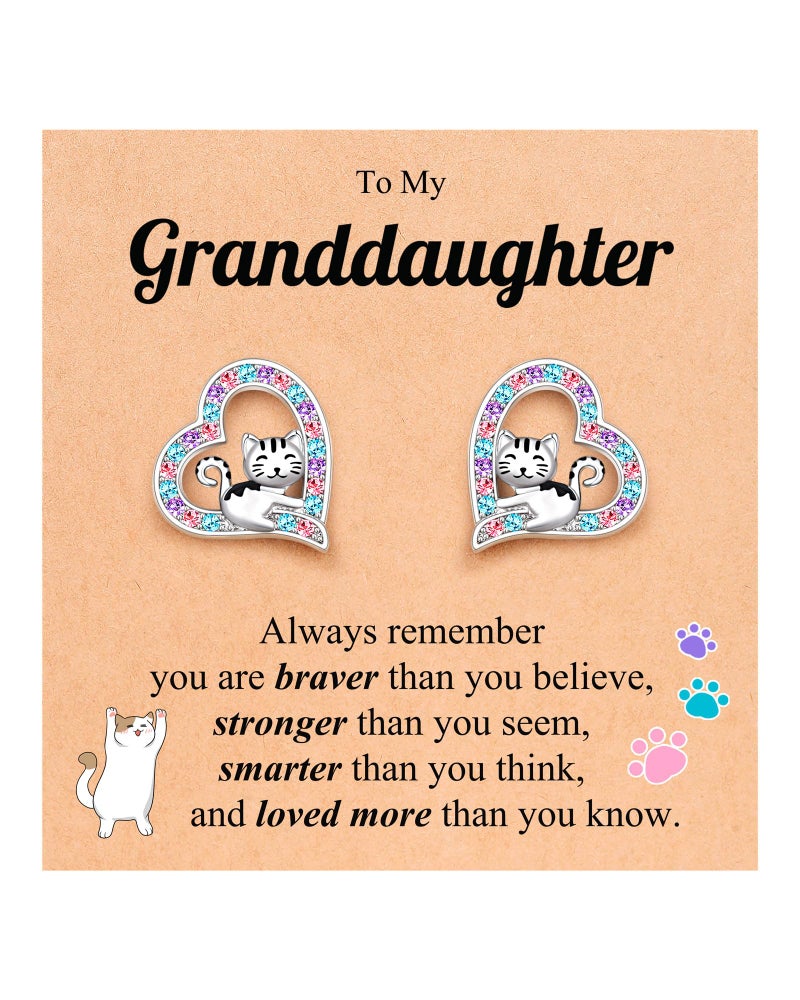 UPROMI Valentines Day Gifts for Kids Cute Hypoallergenic Heart Cat Earrings for Girls 8 12 14 10 11 Year Old Birthday Christmas Gifts for Tween Girl Trendy Stuff Jewelry Granddaughter from Grandma - Image 1