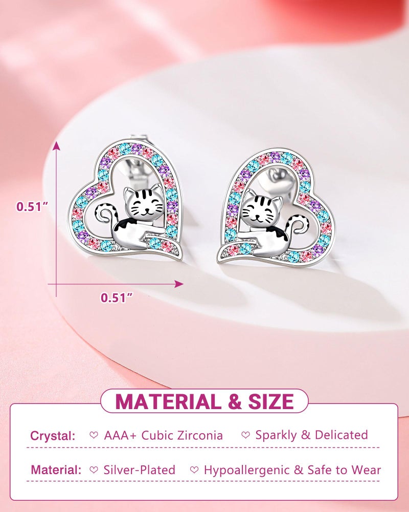 UPROMI Valentines Day Gifts for Kids Cute Hypoallergenic Heart Cat Earrings for Girls 8 12 14 10 11 Year Old Birthday Christmas Gifts for Tween Girl Trendy Stuff Jewelry Granddaughter from Grandma - Image 5