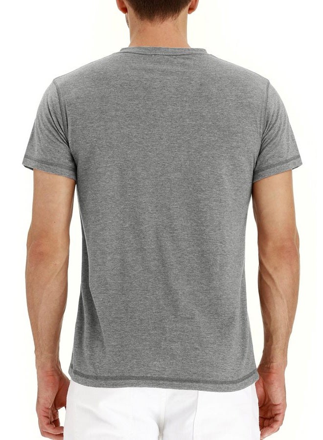 NITAGUT Mens Fashion Casual Front Placket Basic Long/Short Sleeve Henley T-Shirts, 0 Lightgray, L - Image 4