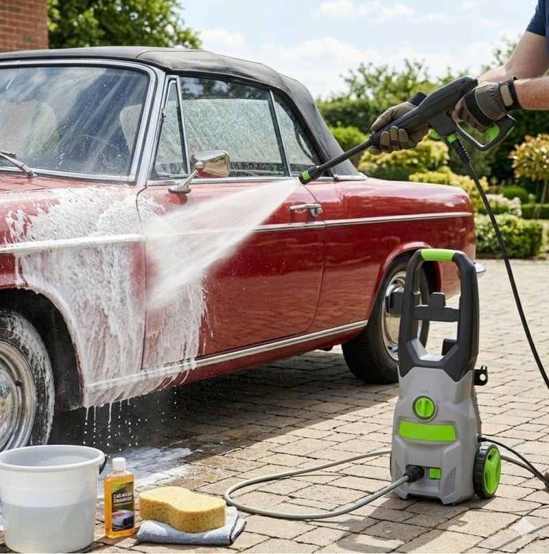 غسالة ضغط كهربائية بقوة 1400 واط و110 بار مزودة بخاصية نفخ الأوساخ لتنظيف السيارات والمنازل - Image 3