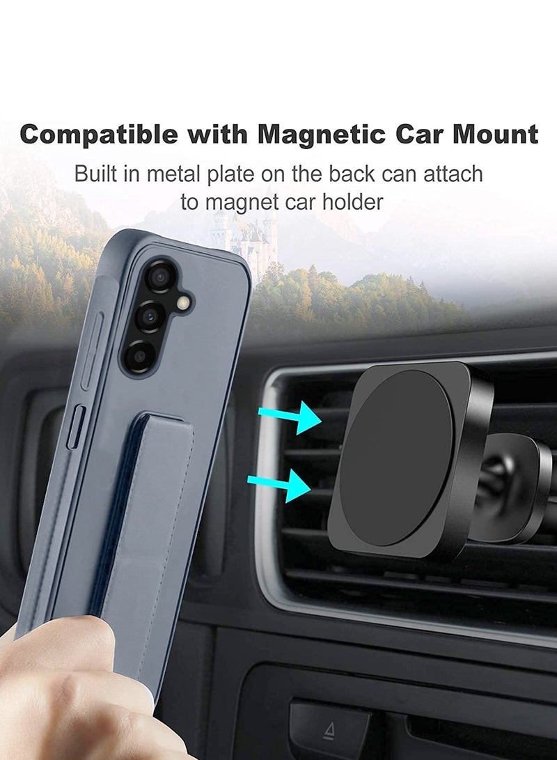 Wtech Hand Grip And Multi Stand Magnetic Car Mount Kickstand Case Finger Strap Cover For Samsung Galaxy S24 Plus / S24+ 5G 2024 Grey - Image 3