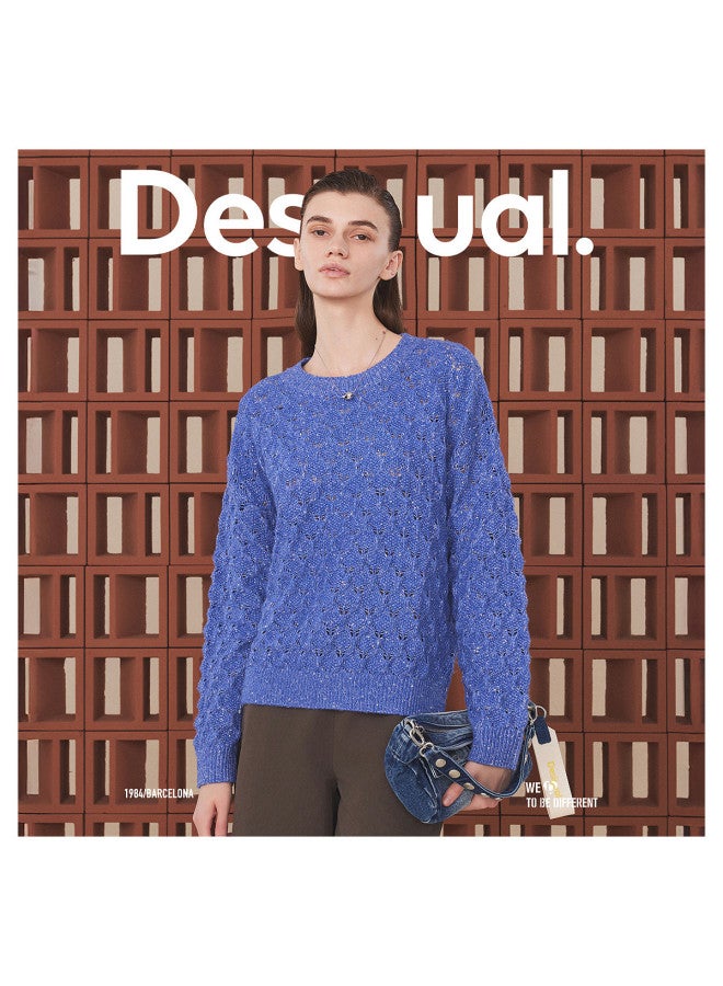 DESIGUAL Loose Irregular Jacquard Hollow-Out Women'S Knitted Sweater - Image 3