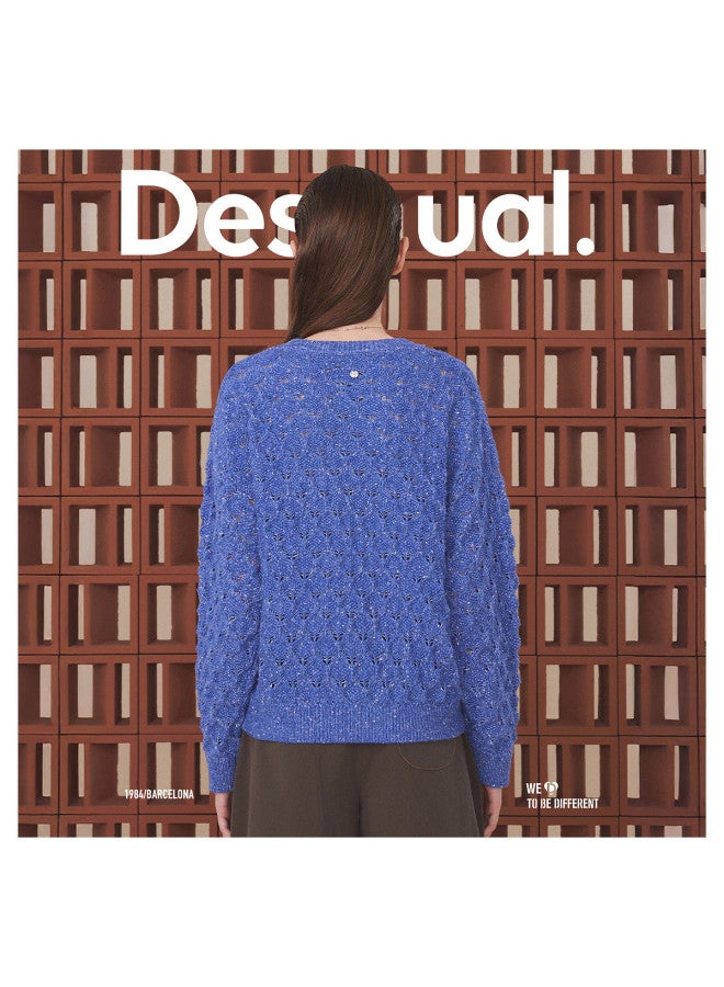 DESIGUAL Loose Irregular Jacquard Hollow-Out Women'S Knitted Sweater - Image 5
