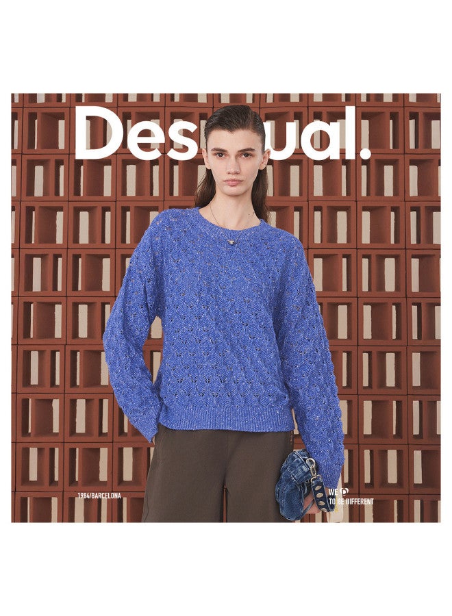 DESIGUAL Loose Irregular Jacquard Hollow-Out Women'S Knitted Sweater - Image 2