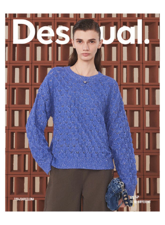 DESIGUAL Loose Irregular Jacquard Hollow-Out Women'S Knitted Sweater - Image 1