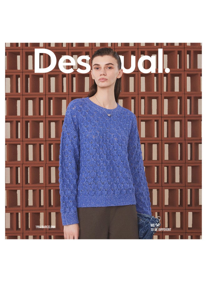 DESIGUAL Loose Irregular Jacquard Hollow-Out Women'S Knitted Sweater - Image 4