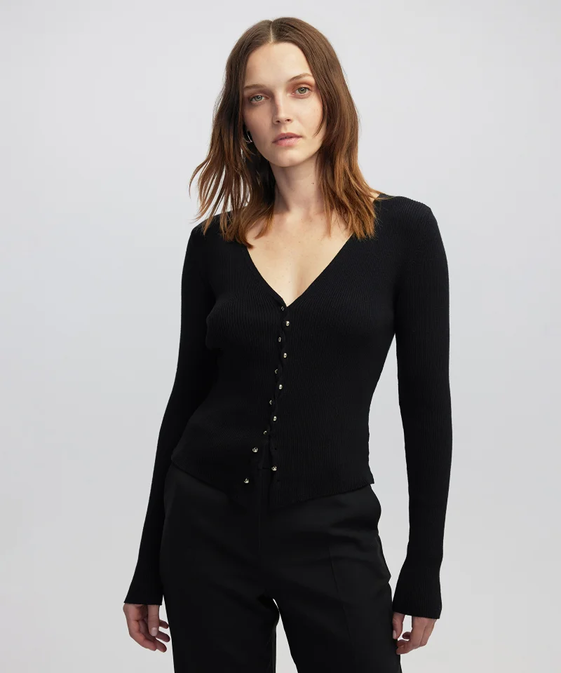 Embellished Ribbed Knit Top