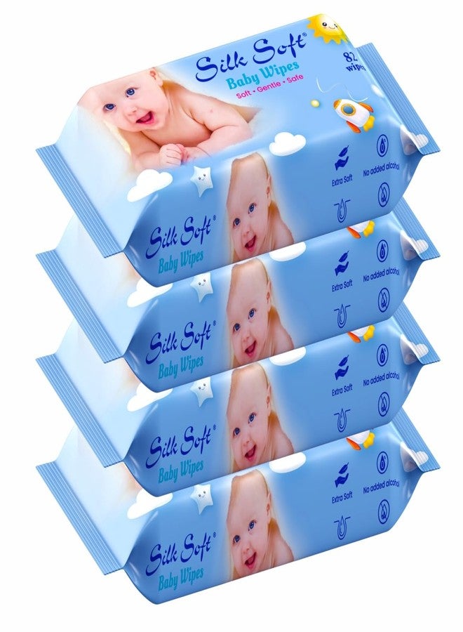 Silk Soft Baby Wet Wipes - 328 Wipes (82 x 4 Packs) | Fragrance-Free, Alcohol-Free & Hypoallergenic | Extra Thick, Moisturizing & Gentle on Sensitive Baby Skin - Image 1
