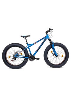 Vaux دراجة Vaux Joggers Fat Bike للرجال مع تروس 21 سرعة وإطار من سبائك الألومنيوم - دراجة ذات إطارات كبيرة للأولاد بعمر 15 عامًا مع إطارات 26 × 4.0 بوصة - شوكة تعليق أمامية قابلة للقفل وفرامل قرصية مزدوجة - أزرق  - Image 1