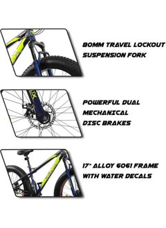 Vaux دراجة Vaux Joggers Fat Bike للرجال مع تروس 21 سرعة وإطار من سبائك الألومنيوم - دراجة ذات إطارات كبيرة للأولاد بعمر 15 عامًا مع إطارات 26 × 4.0 بوصة - شوكة تعليق أمامية قابلة للقفل وفرامل قرصية مزدوجة - أزرق  - Image 5