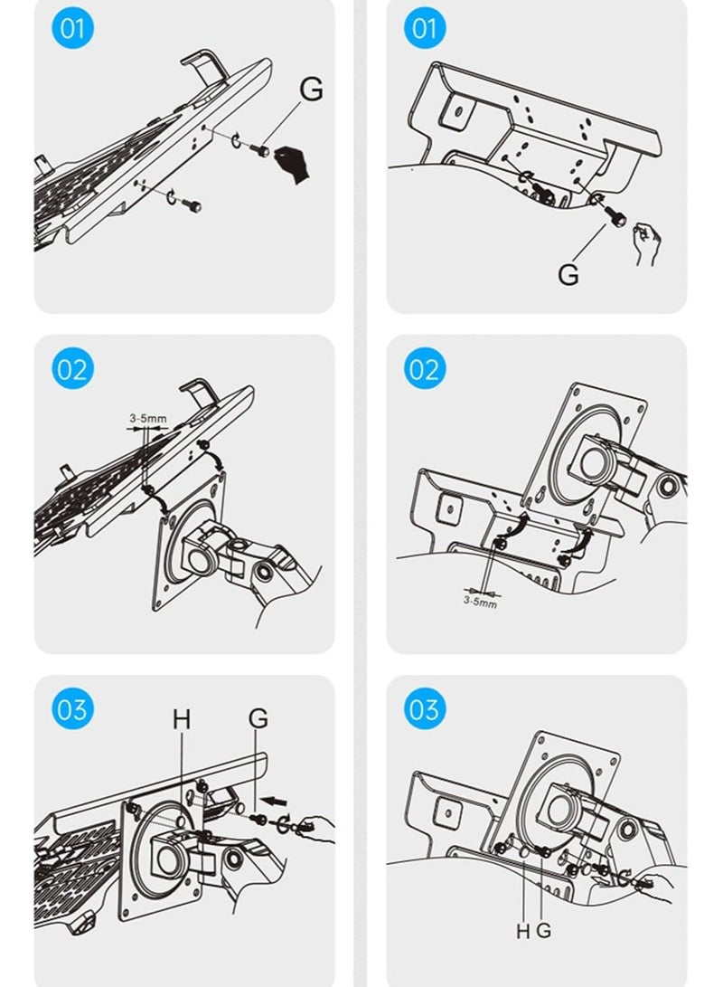 General Laptop Mount Tray Laptop Arm Stand Ventilated Laptop Tray Expandable Clamp for 10 to 17 Inch Laptops  - Image 4