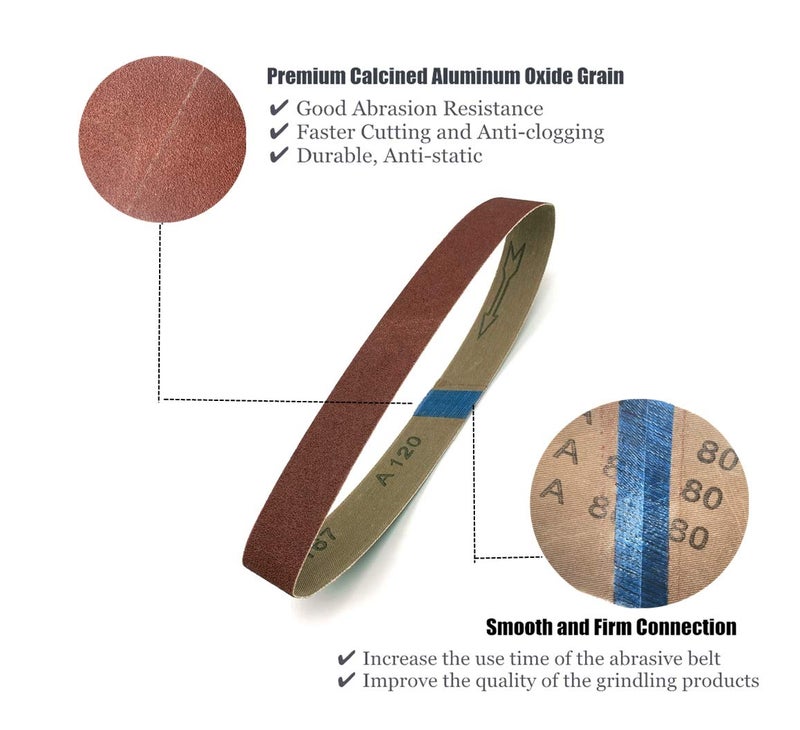 SHUTTLE GENIUS 3/8 x 13 Sanding Belts, 60 Grit Aluminum Oxide Sandpaper Belt Sander Paper for 3/8 Inch x 13 Inch Belt Sander, 24 Pack(3/8x13in, 60 Grit) - Image 2