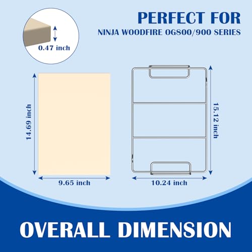 SafBbcue Pizza Stone with Rack for Ninja Woodfire Grill XL Accessory OG800 OG900 Series, Woodfire Pizza Oven Accessories for Ninja OG951 OG850 OG952 Accessories Rectangle Pizza Baking Stone for Grill - Image 2