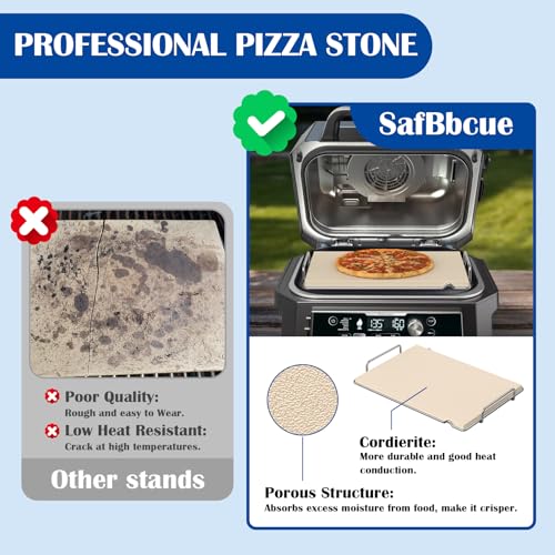 SafBbcue Pizza Stone with Rack for Ninja Woodfire Grill XL Accessory OG800 OG900 Series, Woodfire Pizza Oven Accessories for Ninja OG951 OG850 OG952 Accessories Rectangle Pizza Baking Stone for Grill - Image 5