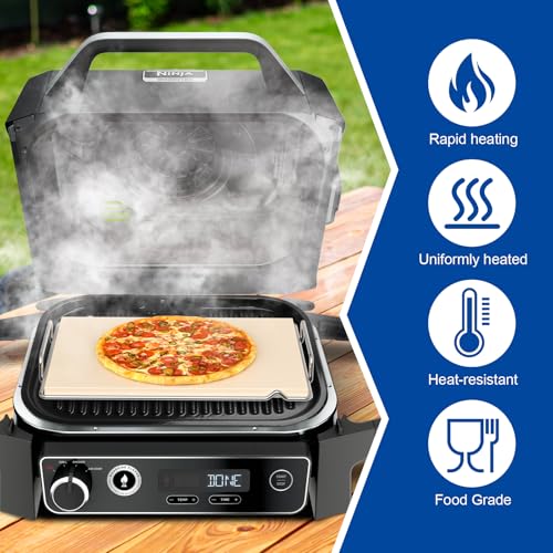 SafBbcue Pizza Stone with Rack for Ninja Woodfire Grill XL Accessory OG800 OG900 Series, Woodfire Pizza Oven Accessories for Ninja OG951 OG850 OG952 Accessories Rectangle Pizza Baking Stone for Grill - Image 4