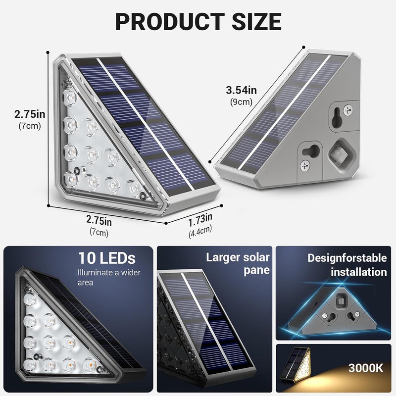 73Hours Solar Stair Lights Outdoor Waterproof IP67,6 Pack Solar Step Lights for Outside Auto On Off,Outdoor Stair Light for Steps,Patio,Yard,Porch,Front Door,Sidewalk,Deck Decor,Warm White - Image 2