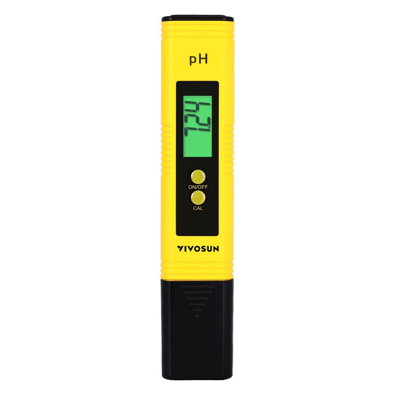 VIVOSUN Digital pH Meter, 0.01pH High Accuracy Pen Type pH Tester for Hydroponics, Household Drinking, Pool and Aquarium, Yellow, UL Certified - Image 1
