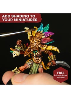 The Army Painter The Army Painter Warpaints Fanatic: Washes Paint Set Combo, Set of 10 Acrylic Paints in 18ml Dropper Bottles to Wash and Shade Miniature Models, Plus 1 Free Basecoating Brush  - Image 4