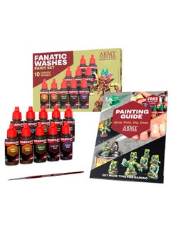 The Army Painter The Army Painter Warpaints Fanatic: Washes Paint Set Combo, Set of 10 Acrylic Paints in 18ml Dropper Bottles to Wash and Shade Miniature Models, Plus 1 Free Basecoating Brush  - Image 2
