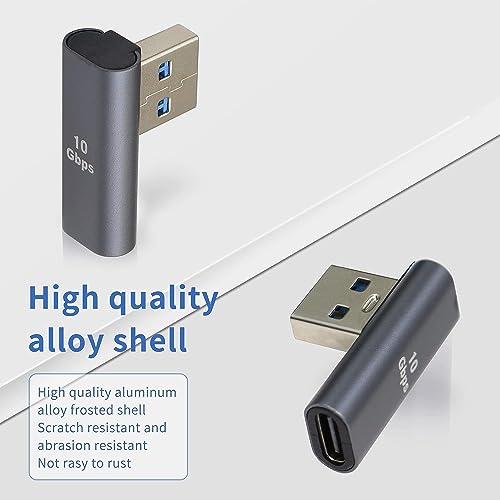 Tobo 90°USB 3.1 to USB C Adapter USB A Male to Type C Female Right Angle Coupler 10Gbps OTG Data Transfer Converter Connector for Smartphone,Tablet (TD-1052TC) - Image 4