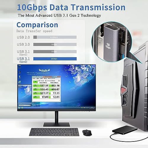 Tobo 90°USB 3.1 to USB C Adapter USB A Male to Type C Female Right Angle Coupler 10Gbps OTG Data Transfer Converter Connector for Smartphone,Tablet (TD-1052TC) - Image 3