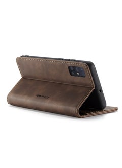 CaseMe CaseMe Samsung Galaxy A71 Case Wallet, for Samsung Galaxy A71 Wallet Case Book Folding Flip Folio Case with Magnetic Kickstand Card Slots Protective Cover - Coffee  - Image 4