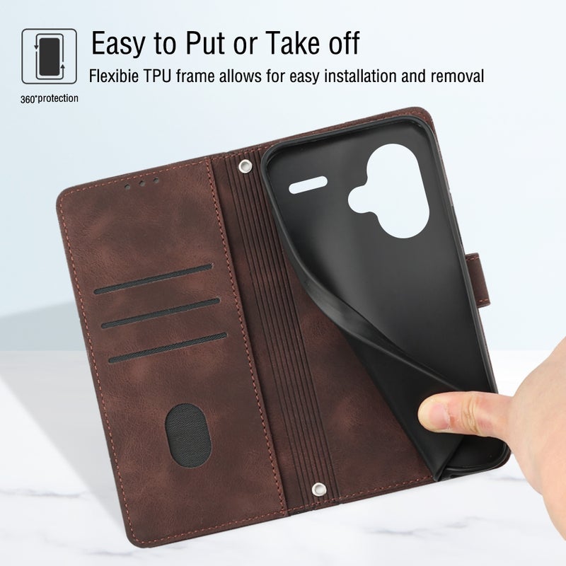 HuHa Case Cover For Xiaomi Redmi Note 13 Pro+ 5G Skin Feel Embossed Leather Phone Case(Brown) - Image 4