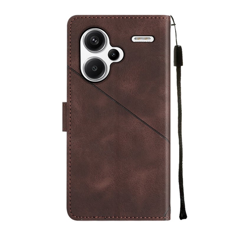 HuHa Case Cover For Xiaomi Redmi Note 13 Pro+ 5G Skin Feel Embossed Leather Phone Case(Brown) - Image 3