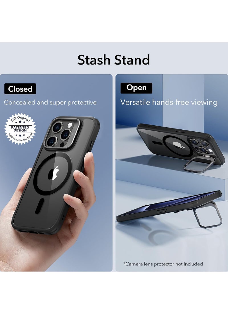 Rock Pow - For iPhone 15 Pro Case Compatible with MagSafe Shock Proof -Grade Protective Case Built-In Stash Stand Phone Case Scratch-Resistant Back Cover Classic Series - Image 1