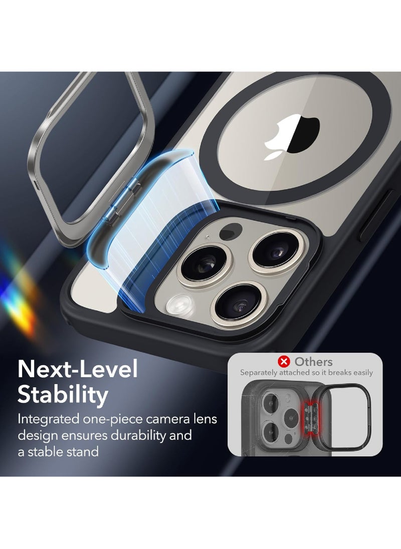 Rock Pow - For iPhone 15 Pro Case Compatible with MagSafe Shock Proof -Grade Protective Case Built-In Stash Stand Phone Case Scratch-Resistant Back Cover Classic Series - Image 1