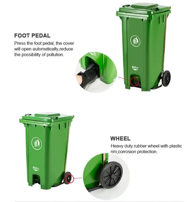sahaba Plastic Garbage Bin with wheel, Heavy Duty Kitchen DustBin Outdoor Recycle Trash Can Large Industrial Waste bin Trash bin (Blue, 240 L) - Image 4