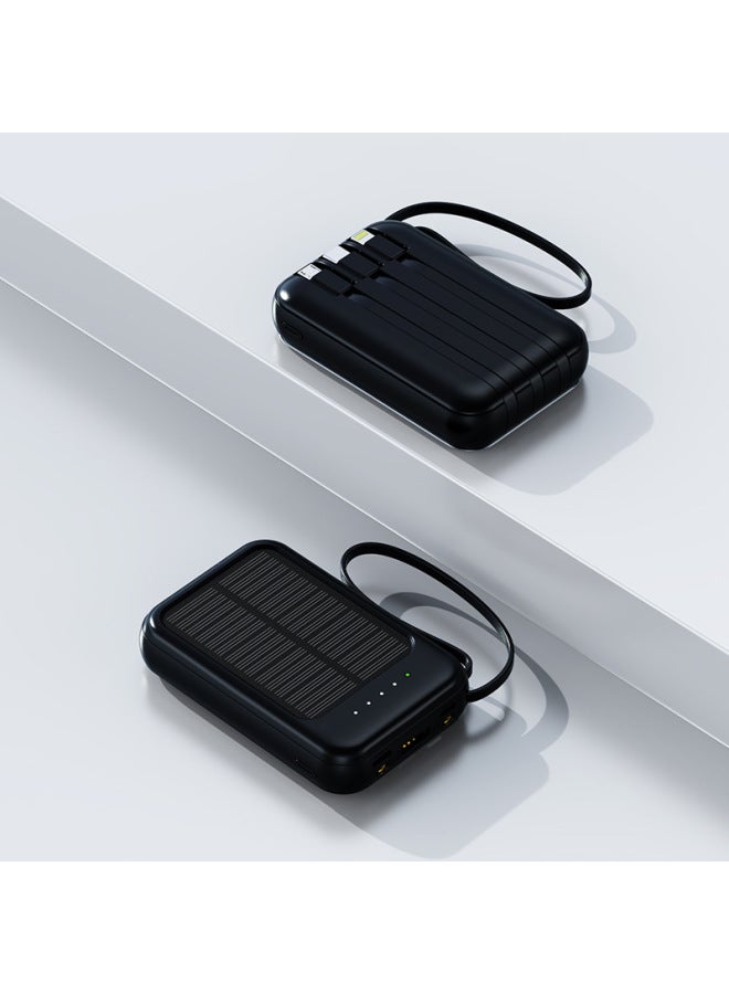 Portable Solar Powered 20000mAh Power Bank With LED Light Outdoor Emergency Mobile Power Supply Compact Size Li-Polymer Battery-Color:Starshine Black-Power Supply Capacity:20000 MA  - Image 1
