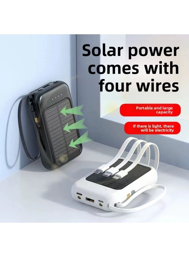 Portable Solar Powered 20000mAh Power Bank With LED Light Outdoor Emergency Mobile Power Supply Compact Size Li-Polymer Battery-Color:Starshine Black-Power Supply Capacity:20000 MA  - Image 2