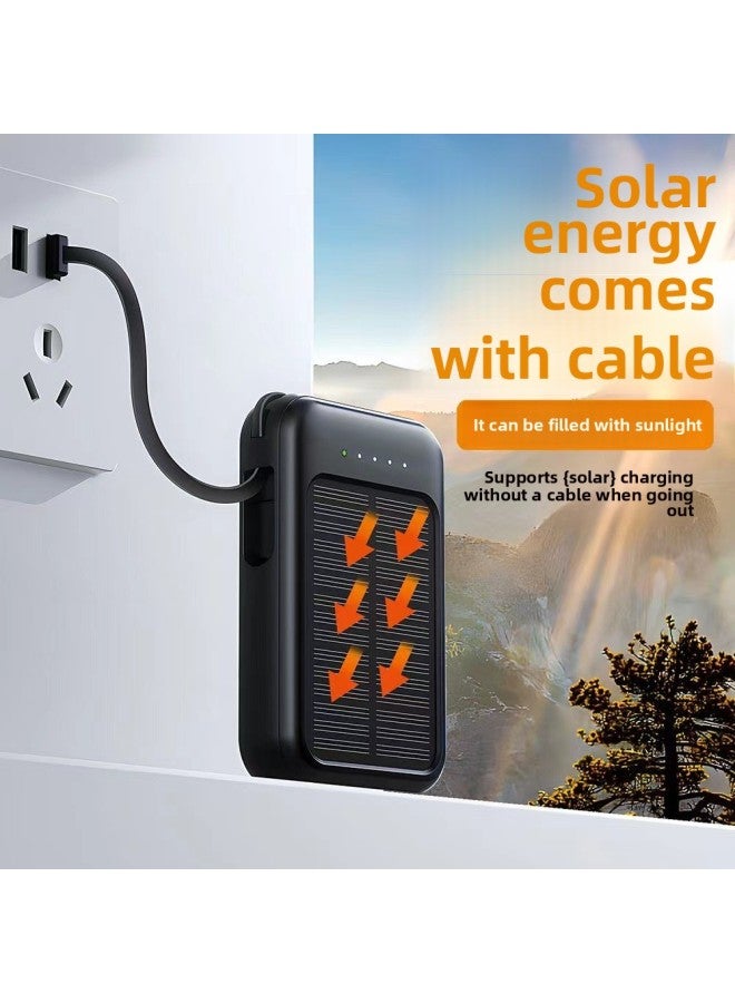 Portable Solar Powered 20000mAh Power Bank With LED Light Outdoor Emergency Mobile Power Supply Compact Size Li-Polymer Battery-Color:Starshine Black-Power Supply Capacity:20000 MA  - Image 4