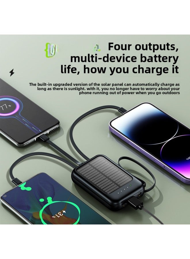 Portable Solar Powered 20000mAh Power Bank With LED Light Outdoor Emergency Mobile Power Supply Compact Size Li-Polymer Battery-Color:Starshine Black-Power Supply Capacity:20000 MA  - Image 5