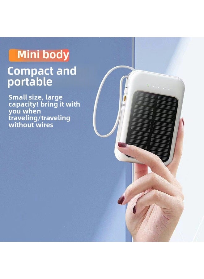 Portable Solar Powered 20000mAh Power Bank With LED Light Outdoor Emergency Mobile Power Supply Compact Size Li-Polymer Battery-Color:Starshine Black-Power Supply Capacity:20000 MA  - Image 3