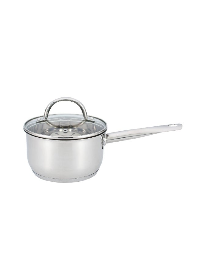 PARFAIT Durable Stainless Steel Ergonomic Handle Induction Base Sauce Pan with Lid Chrome 16 cm CW-SP001 