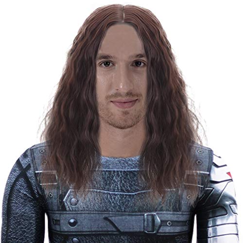 PARTY ZONE Long Brown Cosplay Wig For Men Rogue Synthetic Wavy Role Play Hair Fun Anime Wigs for Party Mens Halloween Aquaman Wig (Brown) - Image 1