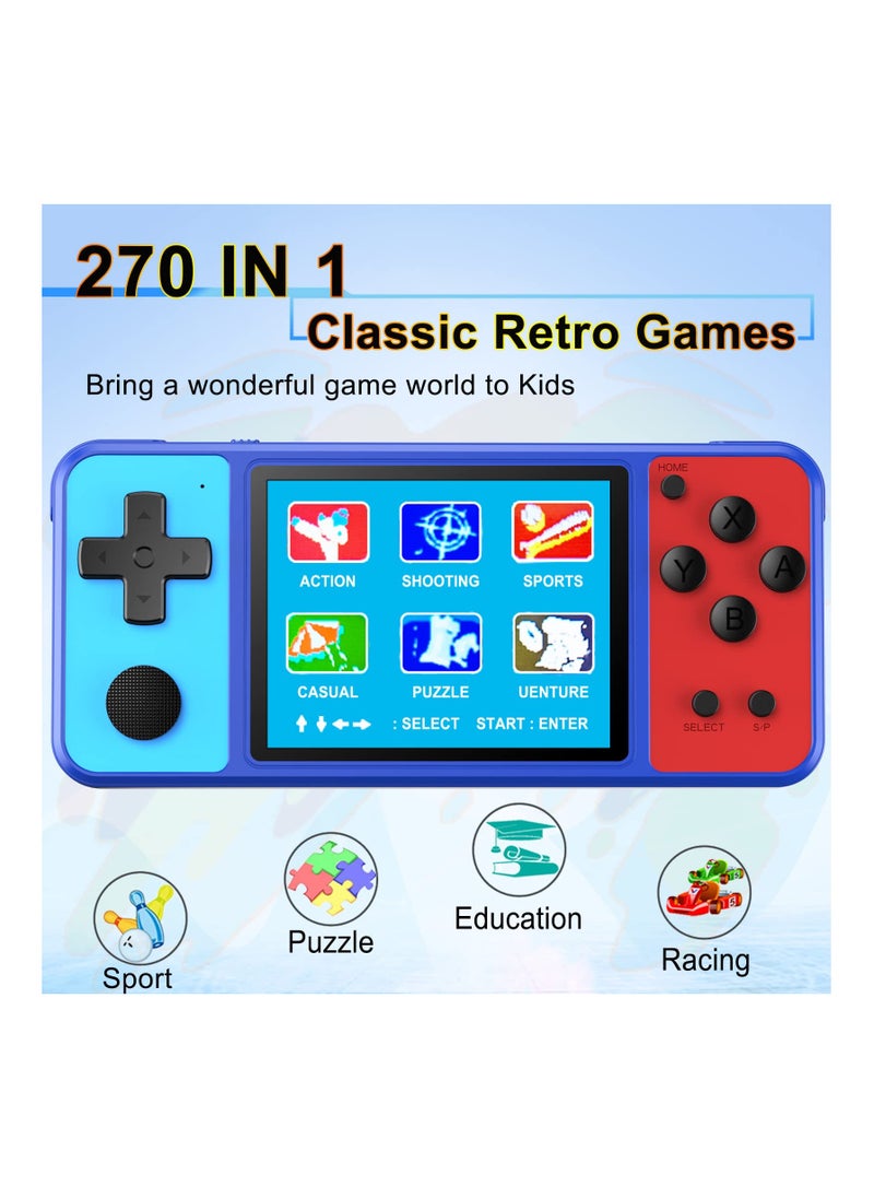 SYOSI - Handheld Game Console Portable Console Handheld Preloaded 270 Classic Retro Games with 3.0 Color Display and Gamepad Rechargeable Rechargeable Arcade Gaming Player - Image 1