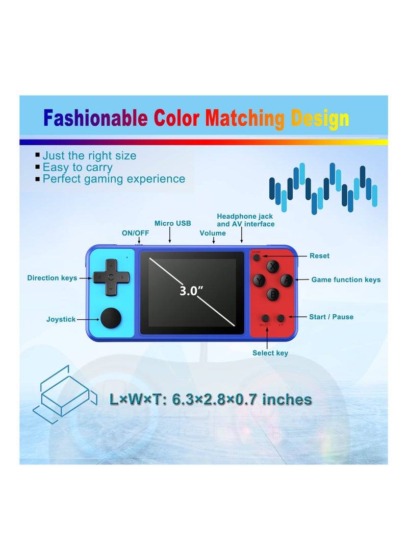 SYOSI - Handheld Game Console Portable Console Handheld Preloaded 270 Classic Retro Games with 3.0 Color Display and Gamepad Rechargeable Rechargeable Arcade Gaming Player - Image 1