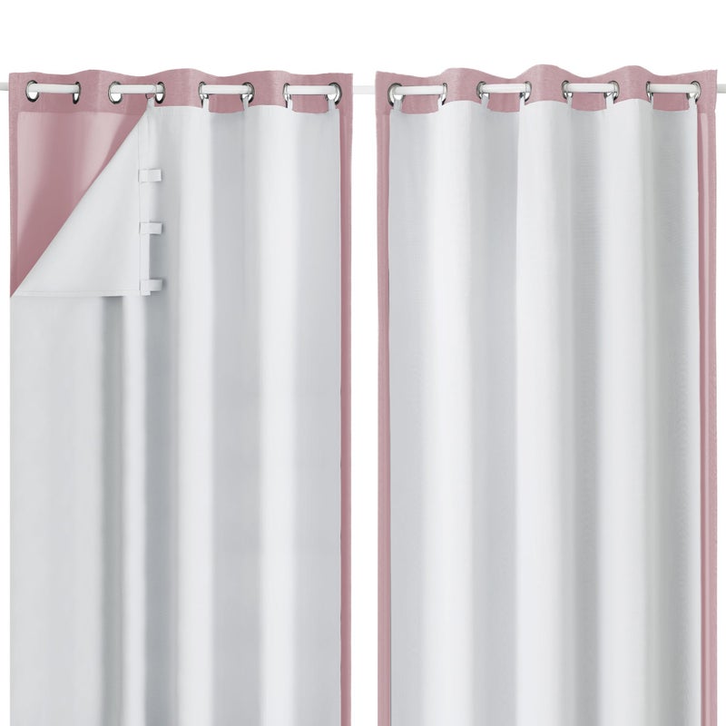 Simplebrand 100% Blackout Greyish White Curtain Liners 2 Panles Set  100% Darkening Blackout Curtain Liner for 90 Inch Living Room Curtain  2 Liners Per Set with 18 Pieces Rings  50W x 86"" L - Image 3