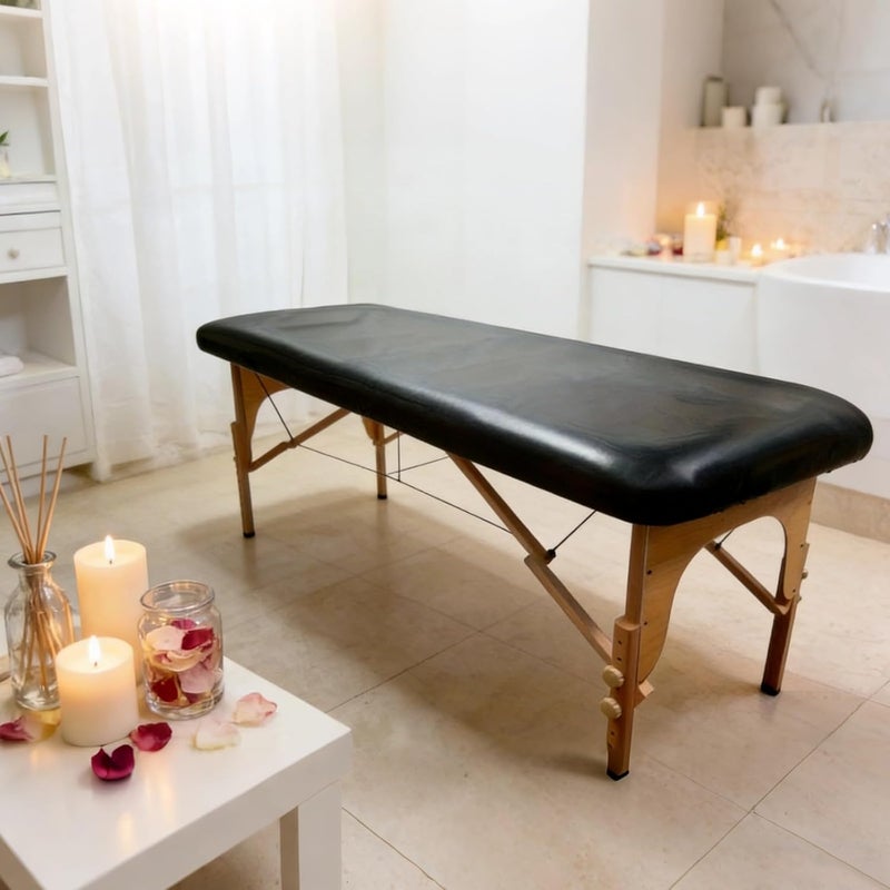 Black Massage Bed Cover, Super Stretch Pu Leather, Waterproof, 70.8 X 31.5 in / 180 X 80 Cm Fitted Massage Table Protector - Image 2