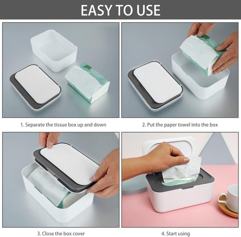 Hidak Wet Wipe Dispenser,Baby Napkin Storage Box Holder Container Dust-Proof Wet Tissue Box Wet Wipe Case Holder with Lid Keeps Wipes Fresh for Home, Office(Multi Color) - Image 4