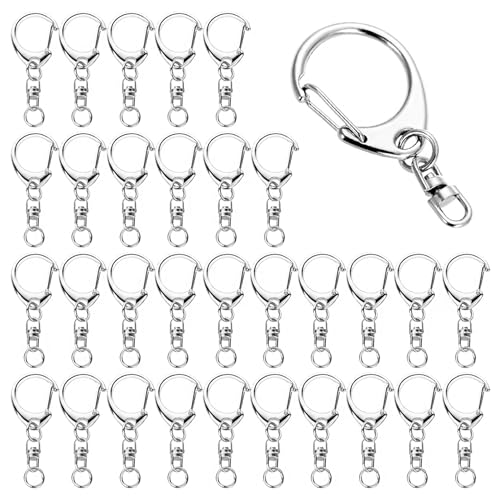 Roctee 50 pcs Lobster Clasp Key Keychain Clip Swivel Clasps Lanyard Snap Hook DIY Crafts Key Chain Lobster Claw Clasp Silver
