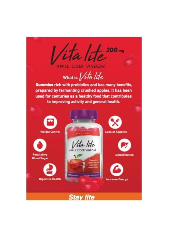 هوليستا مكمل غذائي هوليستا فيتا لايت جاميز خل التفاح 200 مغ بطعم التفاح 90 جاميز - Image 4