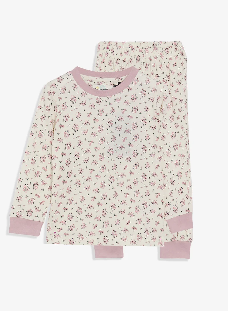 Ripples Girls Printed Long Sleeves Tee & Pyjama Set