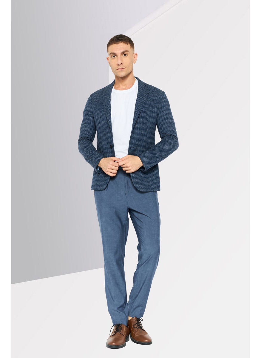 EMPORIO ARMANI - Men Regular Fit Plaid Semi-Formal Blazer, Navy - Image 1