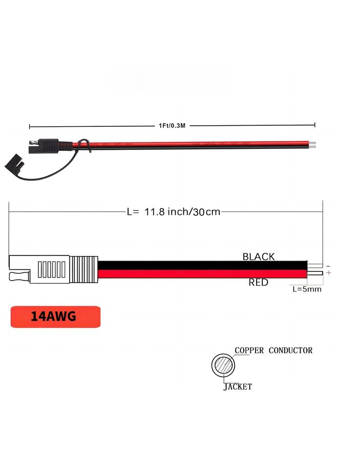 Generic 4 Pack DC Power Extension Cable 14AWG Power Automotive Extension Cable Pigtail Wire Harness for Trolling,Motorcycles,Cars,Tractors,Solar Panel  - Image 4